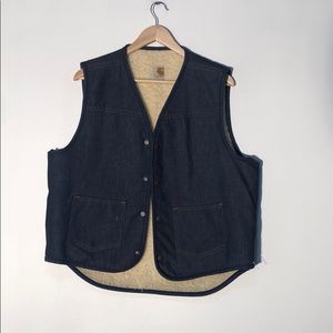 vintage Carhartt Sherpa Lined Denim Vest